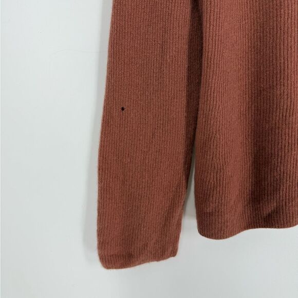 Vince 100% Cashmere Ribbed Knit Mock Neck Sweater in Brown | Size XS - Picture 5 of 6